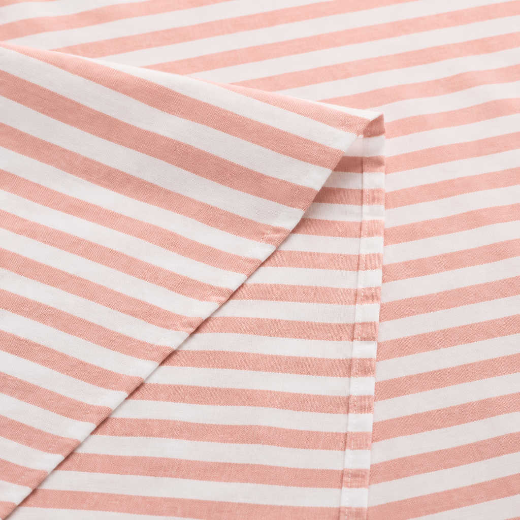 Nappe à Rayures Pêche et Blanche